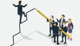 businessman walking on profit graph