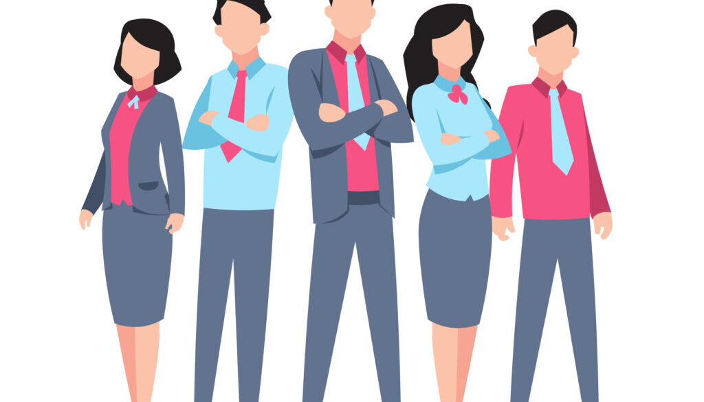 1901.m30.i010.n010.F.c06.1016785900 Business characters team work. Office people corporate employee cartoon teamwork communication. Flat business team illustration