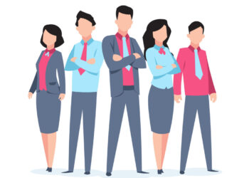 1901.m30.i010.n010.F.c06.1016785900 Business characters team work. Office people corporate employee cartoon teamwork communication. Flat business team illustration