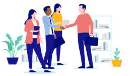 Office people and new client deal