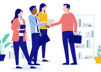 Office people and new client deal